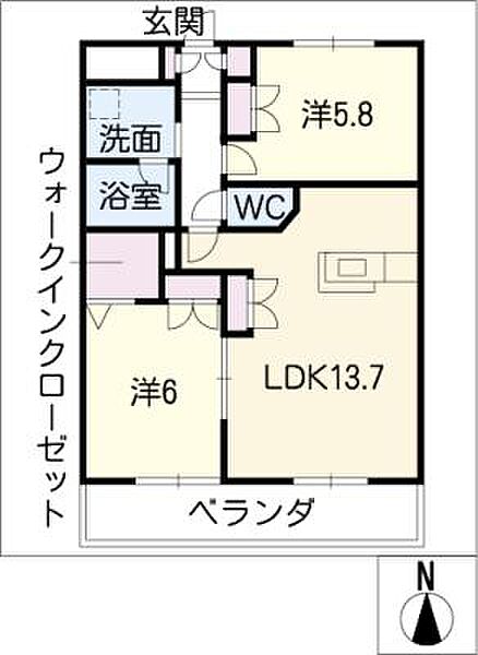 メゾン上名古屋 ｜愛知県名古屋市西区上名古屋4丁目(賃貸マンション2LDK・4階・61.41㎡)の写真 その2