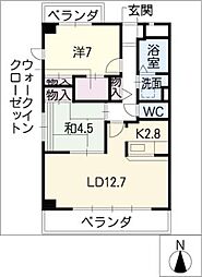 ラ・トゥール 4階2LDKの間取り