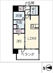 サンパーク上前津　II 8階1LDKの間取り