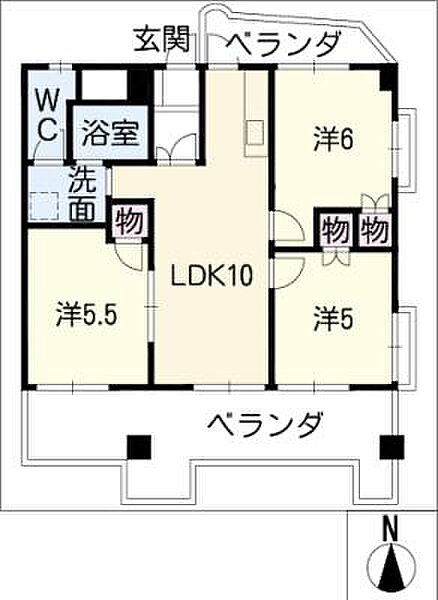 メゾン磯部第5ビル ｜愛知県名古屋市北区黒川本通3丁目(賃貸マンション3LDK・7階・57.11㎡)の写真 その2