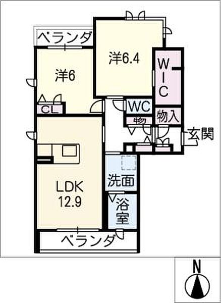 ロンサール一社 ｜愛知県名古屋市名東区高社1丁目(賃貸マンション2LDK・2階・67.50㎡)の写真 その2