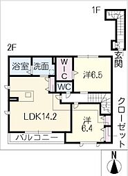 ユーステージ富士見台 2階2LDKの間取り