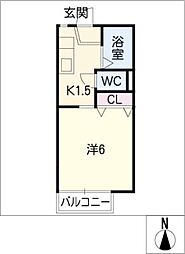 プチメゾン川原 2階1Kの間取り