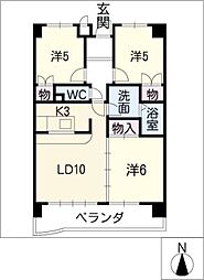 グランドール東丘 6階3LDKの間取り