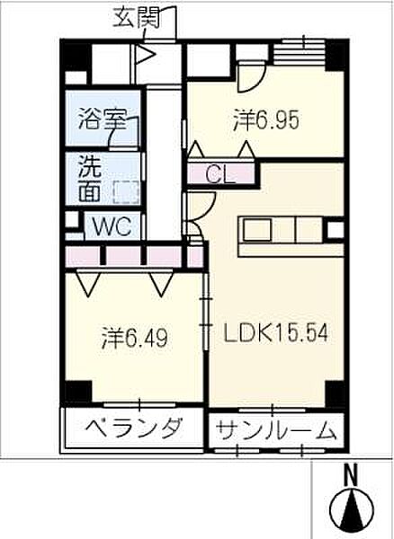 ＴＨＥ　ＳＩＸ ｜岐阜県岐阜市長住町6丁目(賃貸マンション2LDK・8階・71.28㎡)の写真 その2