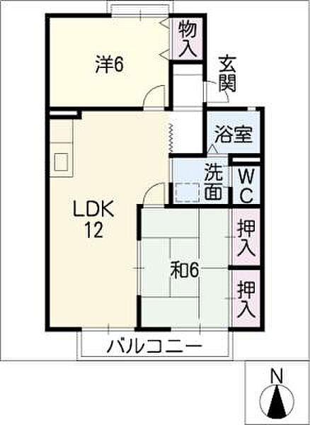 シャンベールＧＯＤＯ　南棟 ｜岐阜県岐阜市河渡3丁目(賃貸アパート2LDK・2階・53.00㎡)の写真 その2