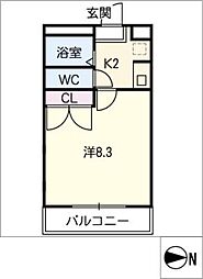 宝愛 1階1Kの間取り