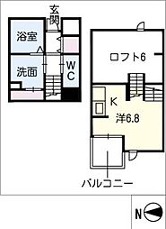 ｅｌｍ−Ｃ− 2階ワンルームの間取り