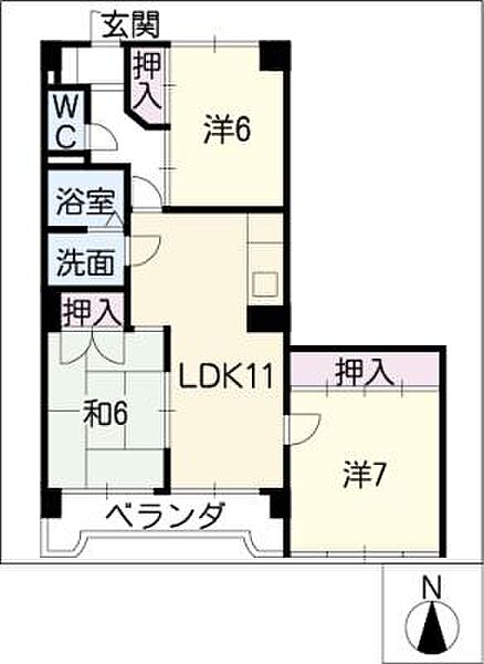 メゾン孝東 ｜岐阜県岐阜市福光東2丁目(賃貸マンション3LDK・4階・68.57㎡)の写真 その2