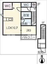 DIECI CASTELLO KURRO  ｜ 岐阜県岐阜市黒野（賃貸アパート1LDK・2階・40.16㎡） その2