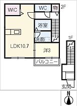 DIECI CASTELLO KURRO  ｜ 岐阜県岐阜市黒野（賃貸アパート1LDK・2階・40.16㎡） その2