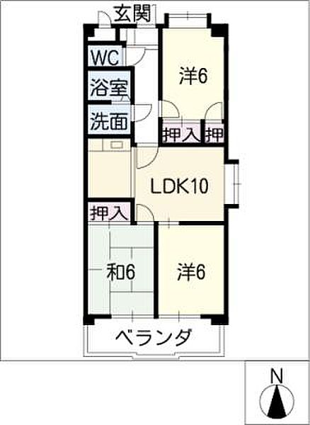 グリーンモア楠 ｜岐阜県大垣市東前1丁目(賃貸マンション3LDK・1階・61.00㎡)の写真 その2