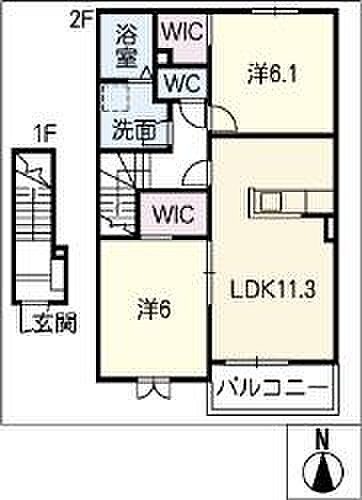 ソフィア 203｜岐阜県可児市今渡(賃貸アパート2LDK・2階・57.64㎡)の写真 その2