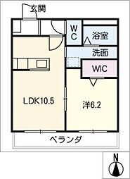 ハートフルマンション　シトラス 1階1LDKの間取り