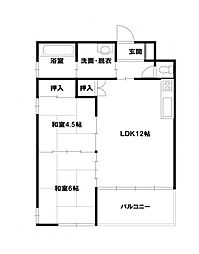 浅虫ホワイトハイツ 2LDKの間取図画像