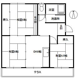 萩町ハイツ 3DKの間取図画像