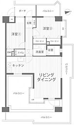 セザール岡南 2LDKの間取図画像