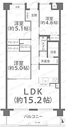 藤和ハイタウン百間川 3LDKの間取図画像