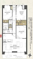 ライオンズマンション野田公園 2SLDKの間取図画像