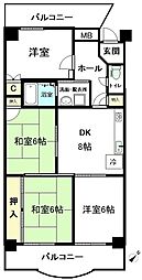 宝稲葉地ハイツ 4DKの間取図画像