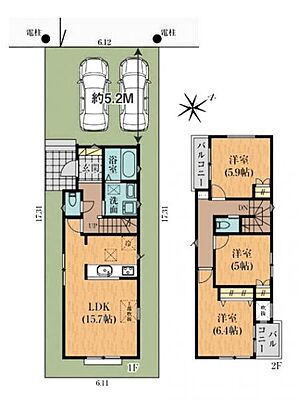 間取り 緑区鏡田　中古戸建　築2年リビング吹き抜けのある家