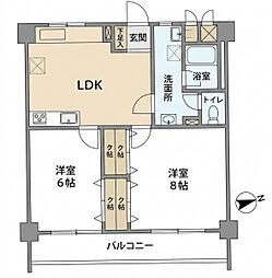 いづみハイツ滝不動5号棟 2LDKの間取図画像