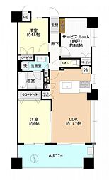 ウイングヒルズ田無 2SLDKの間取図画像