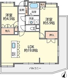 クローバーマンション花畑2 2LDKの間取図画像