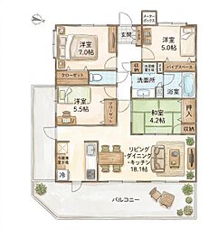 アーバンパレス香椎照葉 4LDKの間取図画像