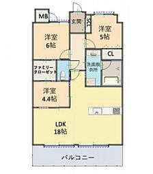サンパーク国分中央レジデンス 3LDKの間取図画像
