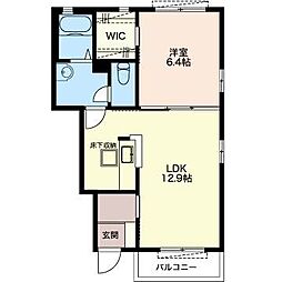 ラフォーレB 1LDKの間取図画像