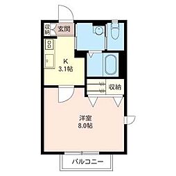 ルミエール 1Kの間取図画像