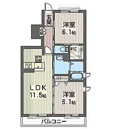 Ｌａ　Ｖｉｅｒｇｅ 1階2LDKの間取り