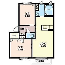 メゾン・シープＨ 2階2LDKの間取り