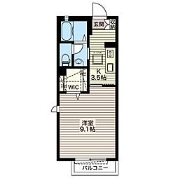 リバーサイドつくば 1Kの間取図画像
