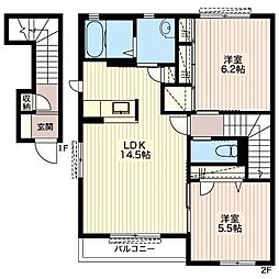 フルール1 2LDKの間取図画像
