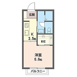 グランシードエム 1Kの間取図画像