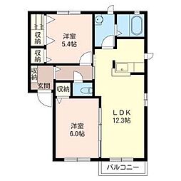 グランメールコートD 2LDKの間取図画像