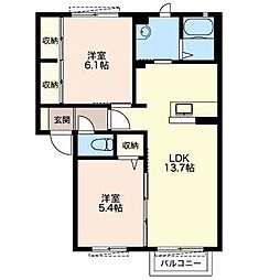 ウェリナパレスA 2LDKの間取図画像