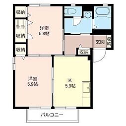 シャーメゾン細谷 2Kの間取図画像