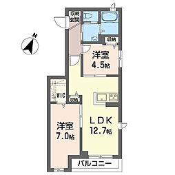 プレジール 2LDKの間取図画像