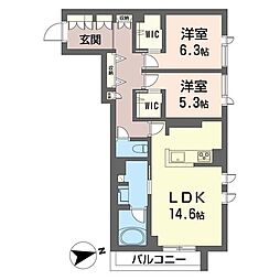 ソフィーガーデン 2LDKの間取図画像