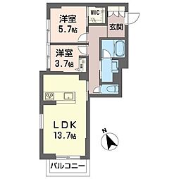 ザ　グレイス　自治医大 1階2LDKの間取り