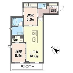 NレジデンスI 2LDKの間取図画像