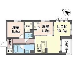 NレジデンスII 2LDKの間取図画像