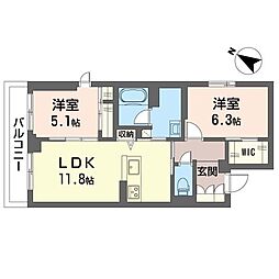 NレジデンスII 2LDKの間取図画像