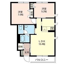 プラムグローブA 2LDKの間取図画像