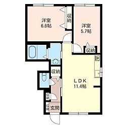 グロリアスヒルA 2LDKの間取図画像