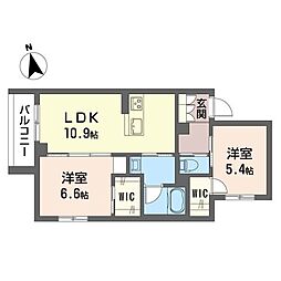 サニーハウスふじII 2LDKの間取図画像