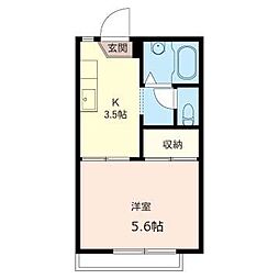 第一カーサ尾崎 1Kの間取図画像